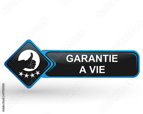 garantie à vie sur bouton web carré design bleu