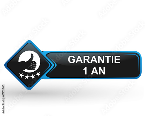 garantie 1 an sur bouton web carré design bleu