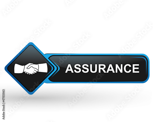 assurance sur bouton web carré design bleu