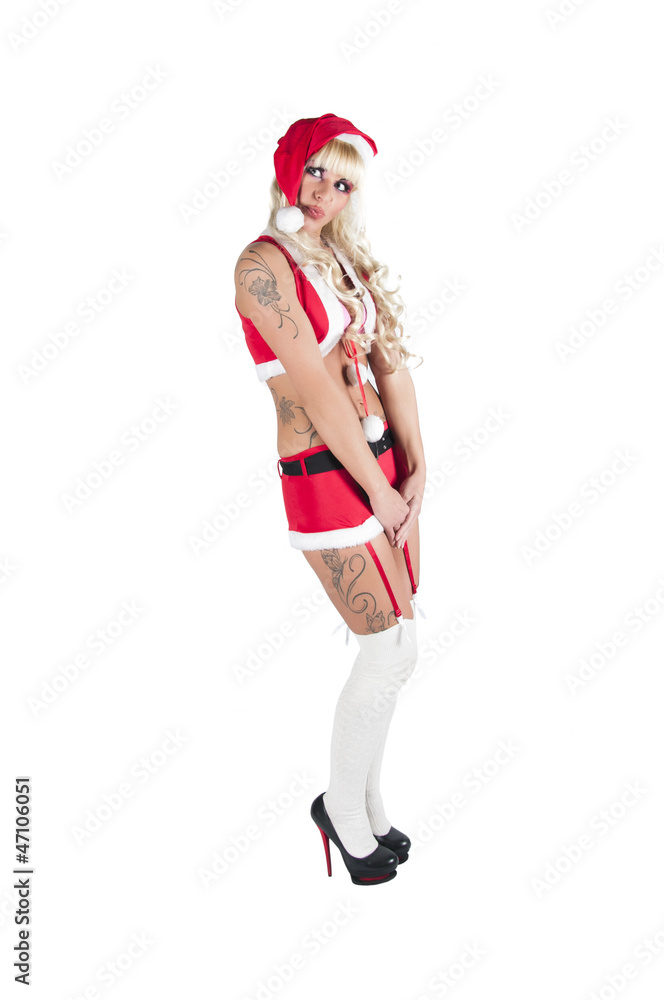 sexy frau als weihnachtsfrau mit high heels sexy frau als weihnachtsfrau mit high heels