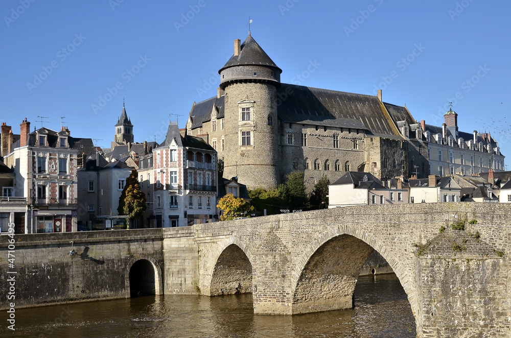 The river Mayenne at Laval in France