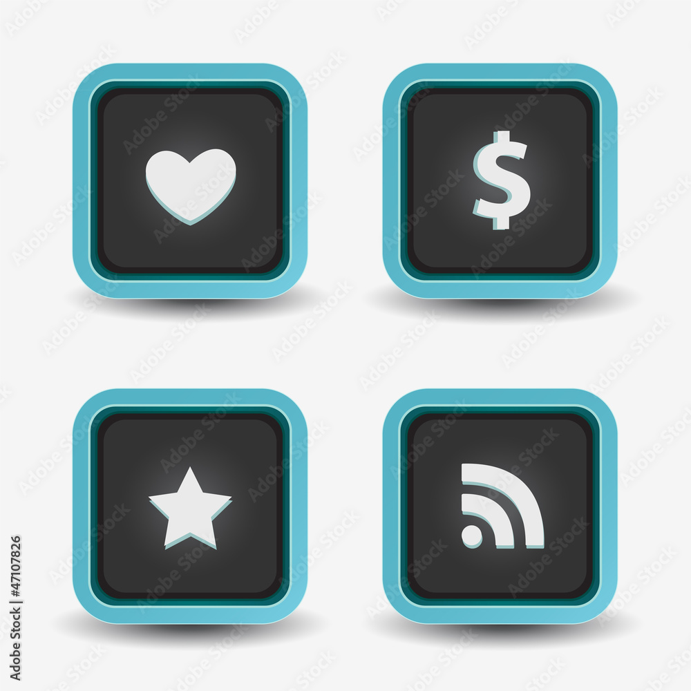 Vector square buttons Vector square buttons