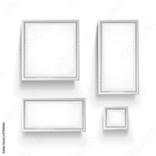 Empty picture frames collection isolated on white