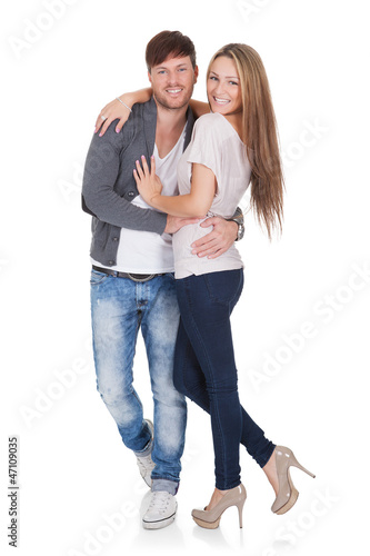 Sexy young couple in loving embrace