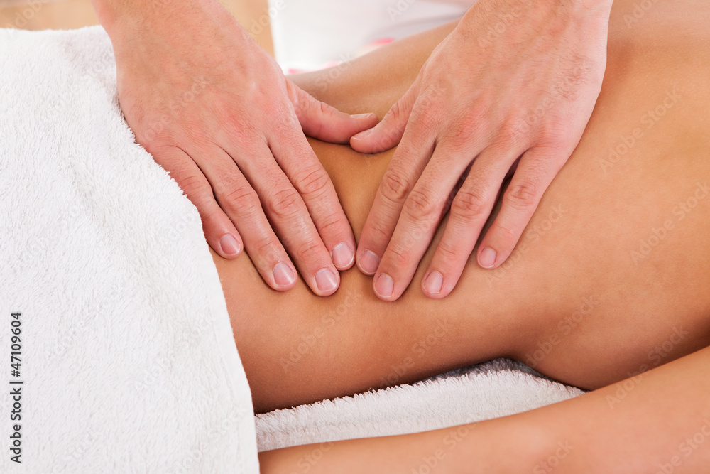 Client relaxing in massage parlor Client relaxing in massage parlor