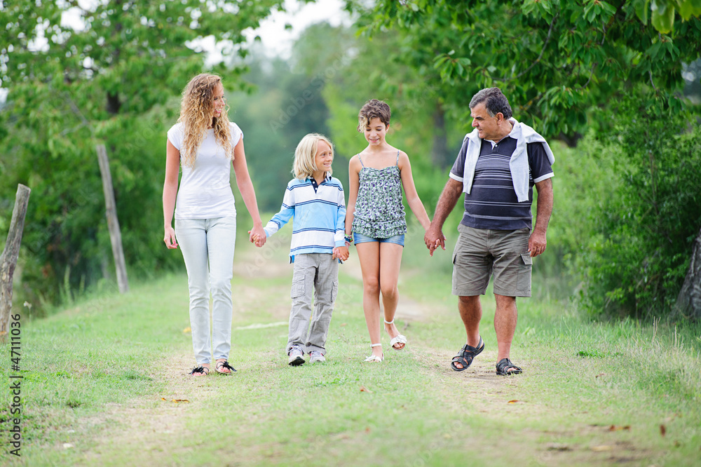 Happy Three Generations Family Outdoor