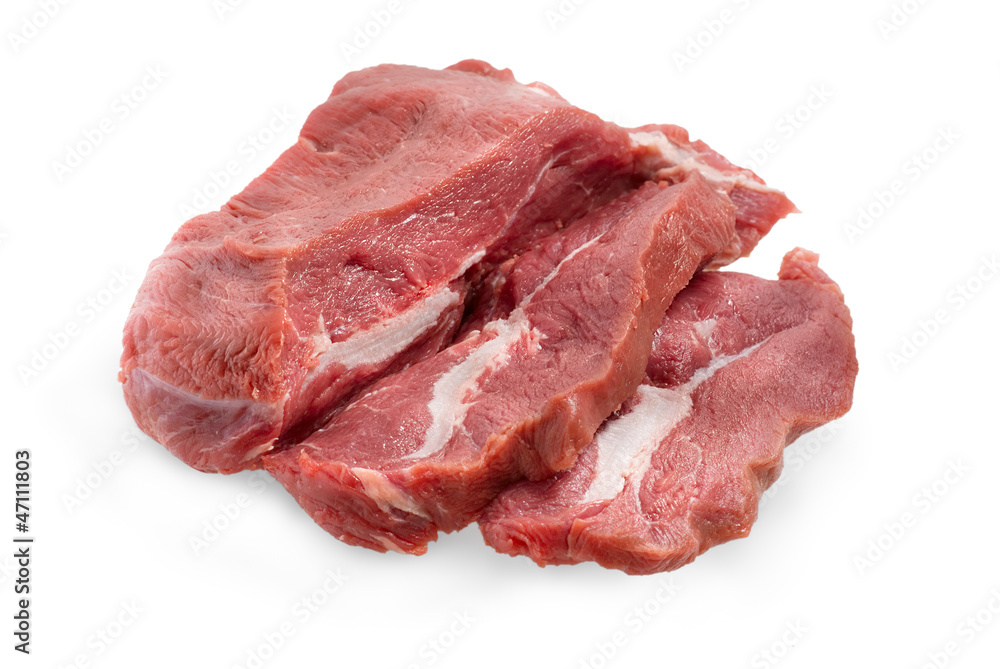 Raw meat on a white background