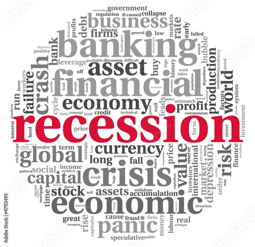 Recession concept on white