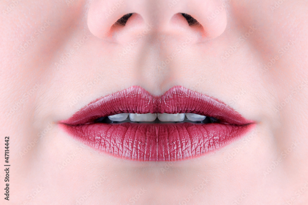 Fototapeta premium Sensual mouth.Red lipstick