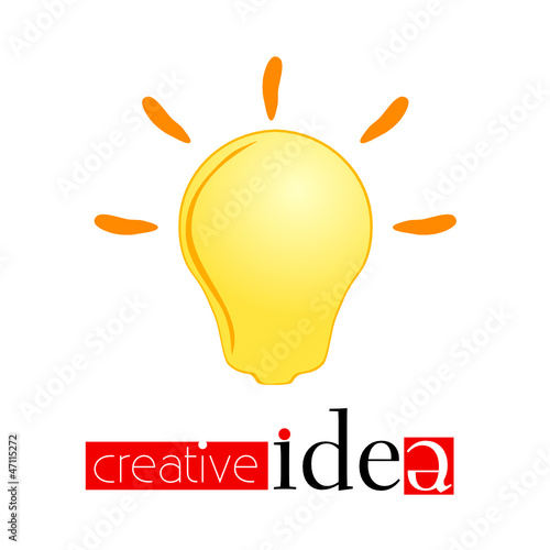 creativ idea sign with yellow light bulb vector