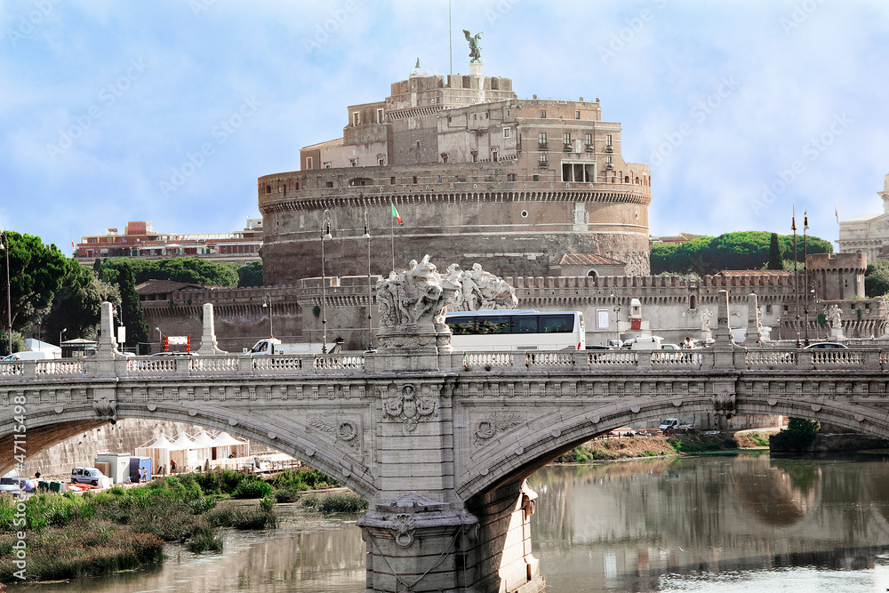 A view of the fortress of Castel Santangelo in Rome