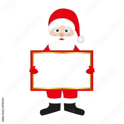 Santa Claus with banners in their hands