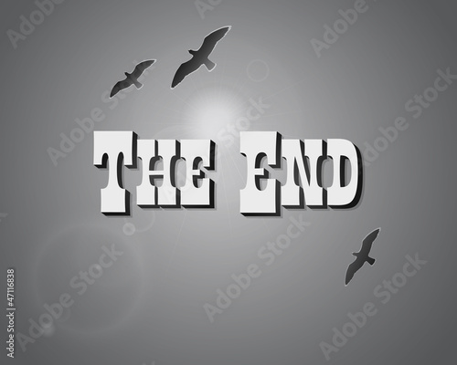 Realistic retro movie ending screen still - The End - Editable Vector.