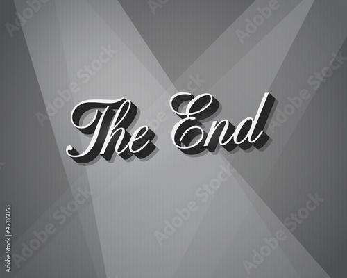 Realistic retro movie ending screen still - The End - Editable Vector.