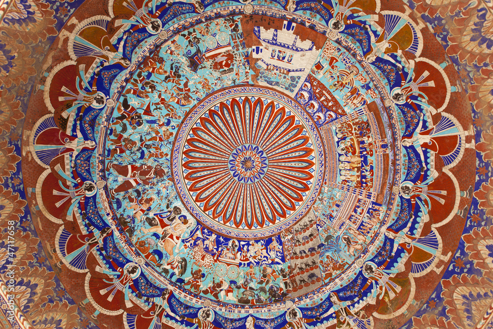 Painted dome ceiling of a haveli, shekhawati.