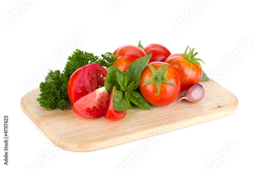 Ripe tomatoes, basil and parsley