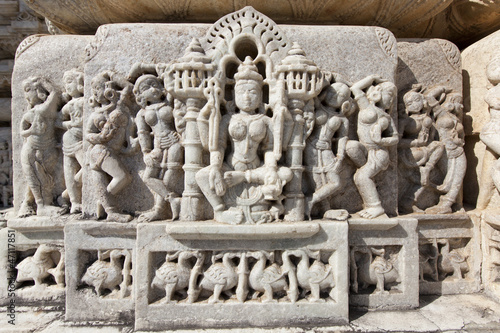 Chaumukha Mandir - temple carving, Ranakpur photo