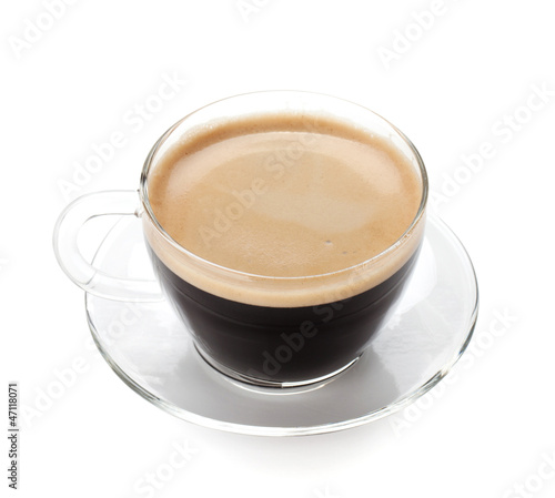 Espresso coffee in glass cup