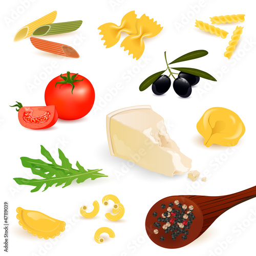 Vector Illustration of Pasta Elements