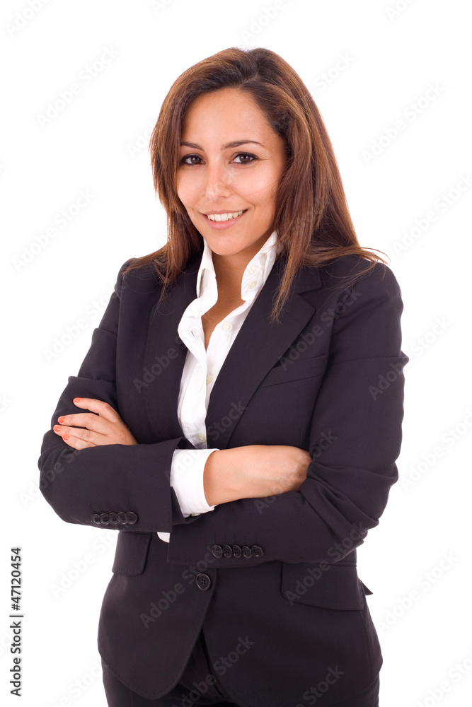 Portrait of a happy young business woman standing with folded ha Portrait of a happy young business woman standing with folded ha