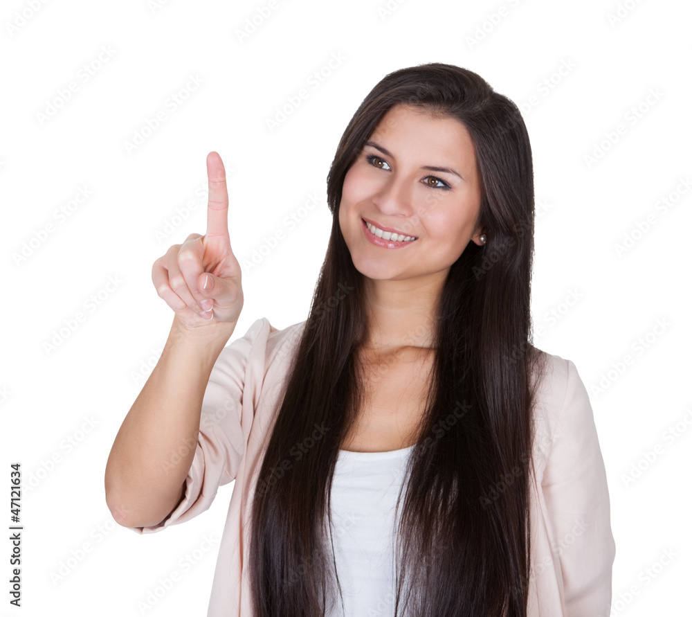 Beautiful Caucasian young woman pointing Beautiful Caucasian young woman pointing