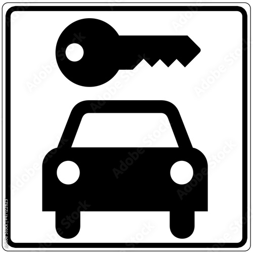 Schild weiß - Mietauto