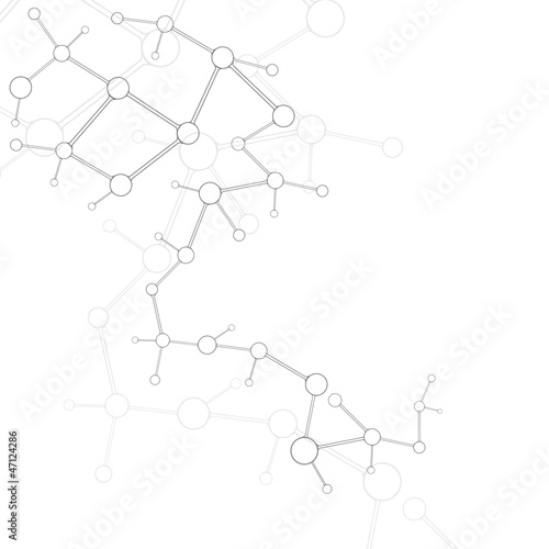 Abstract molecule silver white background