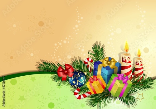 Christmas background with christmas gift boxes