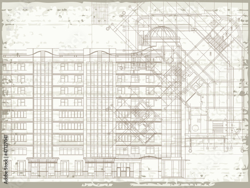 Grunge horizontal architectural background. Eps10
