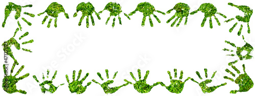 Wallpaper Mural Conceptual human hand prints frame of green grass Torontodigital.ca