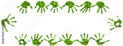 Wallpaper Mural Conceptual human hand prints frame of green grass Torontodigital.ca