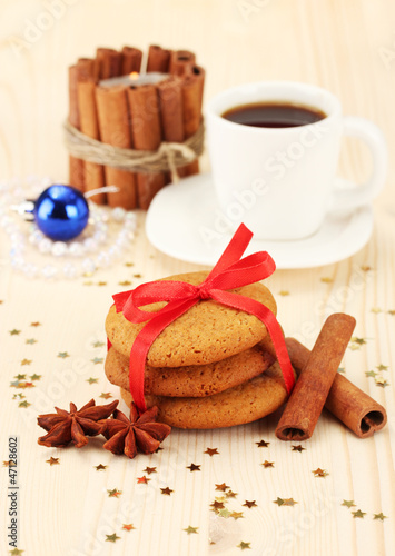 Cookies for Santa: Conceptual image of ginger cookies, milk and