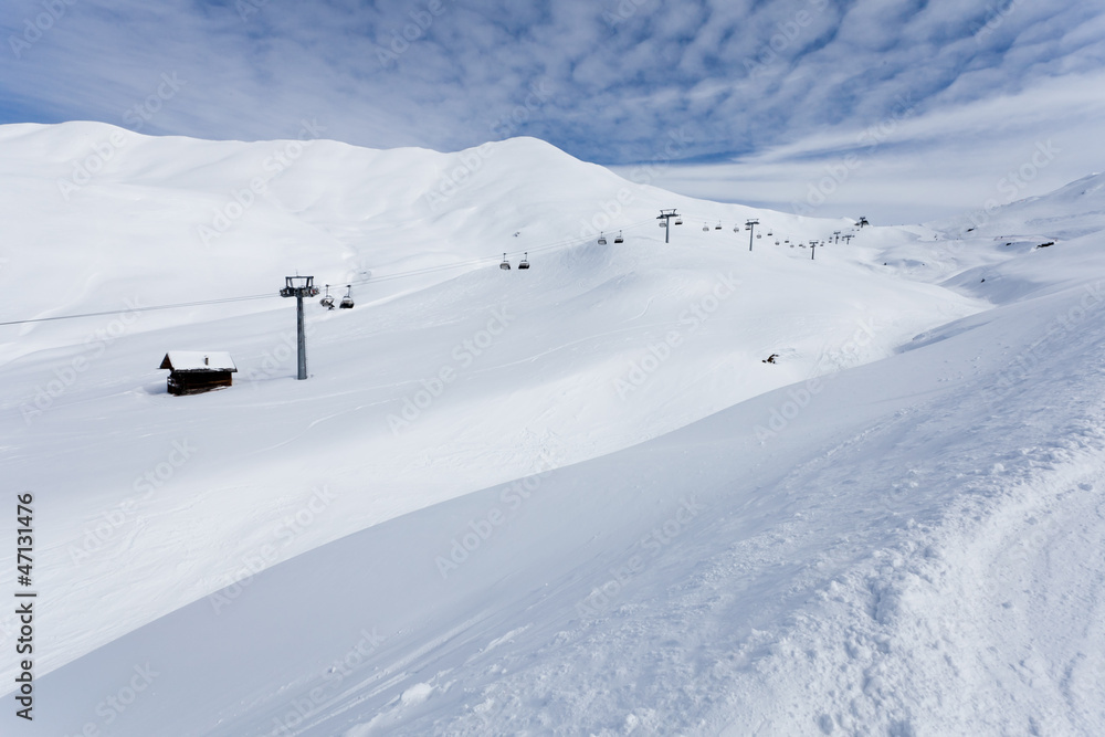 Ski region Ciampac near Canazei, Dolomites, Italy