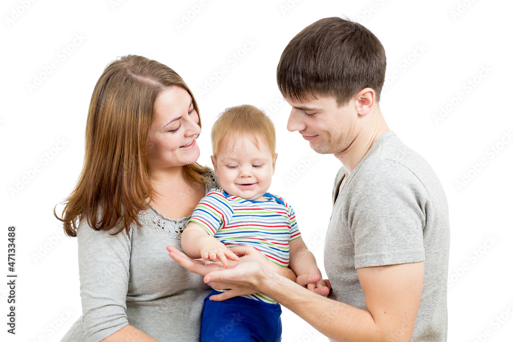 Happy family isolated on white background Happy family isolated on white background