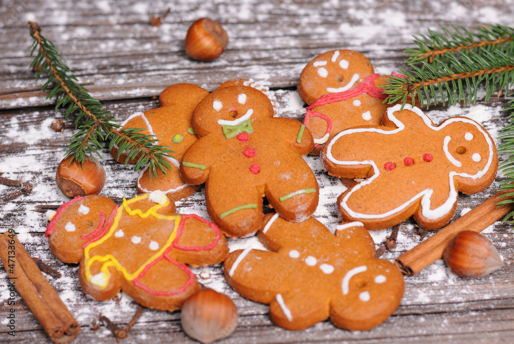 Fototapeta premium homemade christmas cookies on wooden background