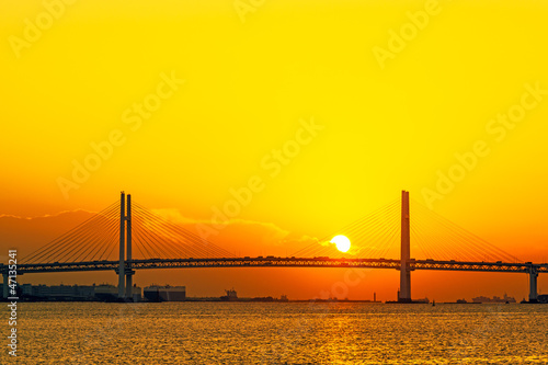 Yokohama Bay Bridge in the early morning  Kanagawa  Japan.