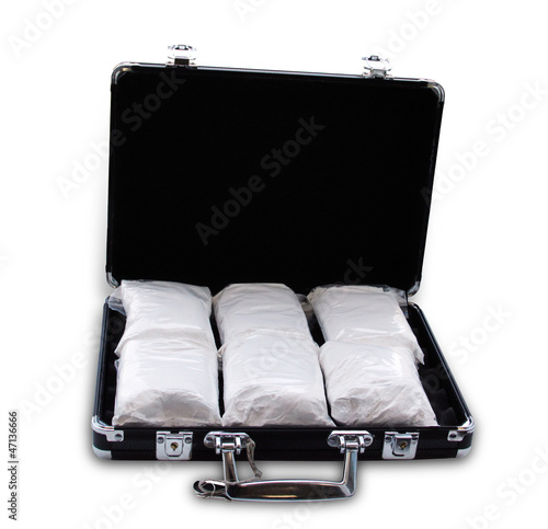 Drugs in a suitcase (really it's powdered sugar)