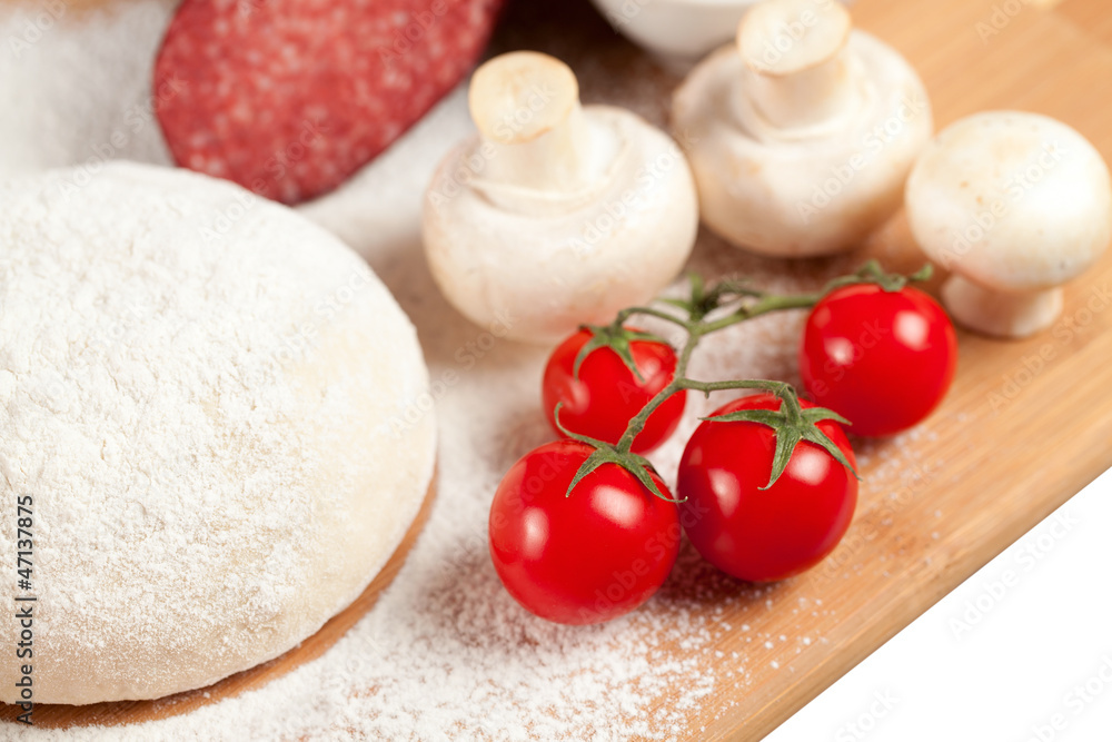 Fototapeta premium A set of food products for cooking pizza. isolated