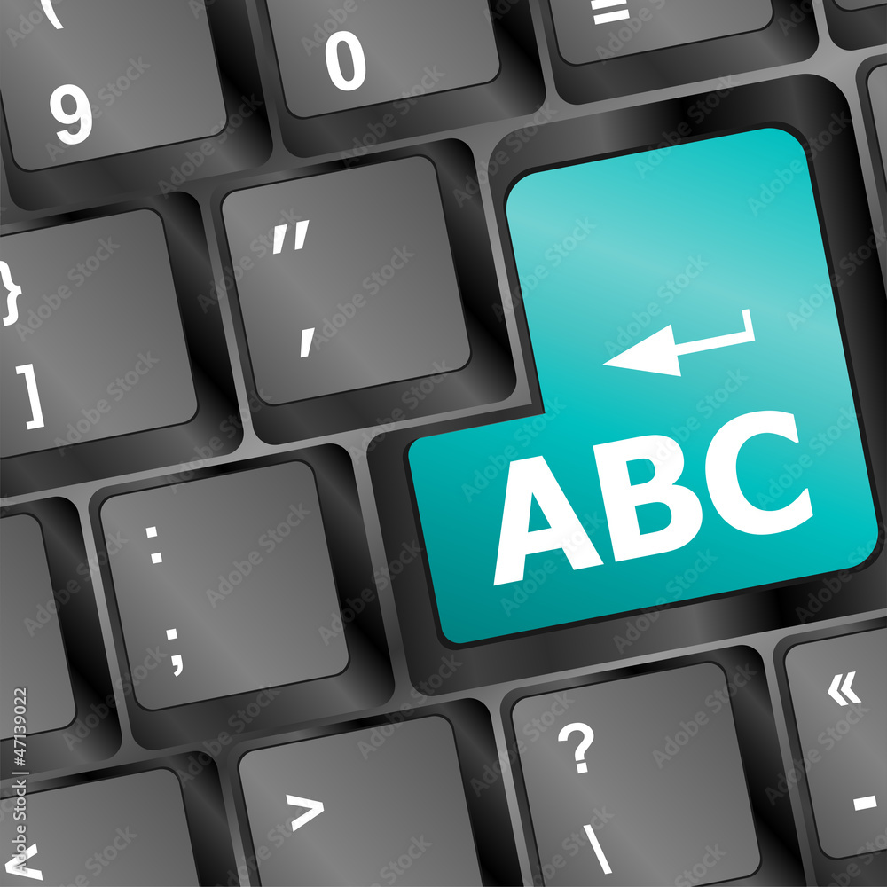 computer keyboard with abc button - social concept computer keyboard with abc button - social concept