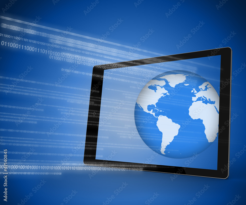 Tablet PC showing the world Tablet PC showing the world