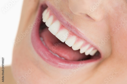 Woman showing her white smile