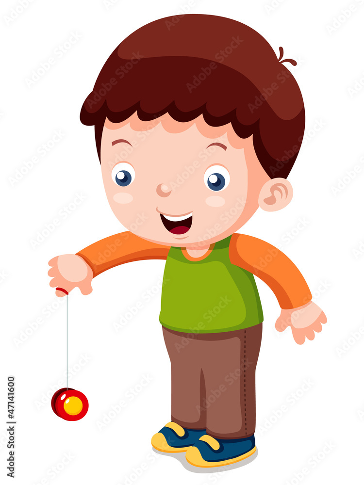 illustration of Cartoon boy playing yo yo Stock Vector Adobe Stock