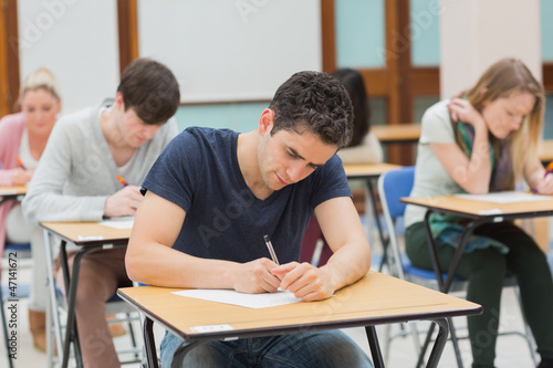 Students in an exam photo