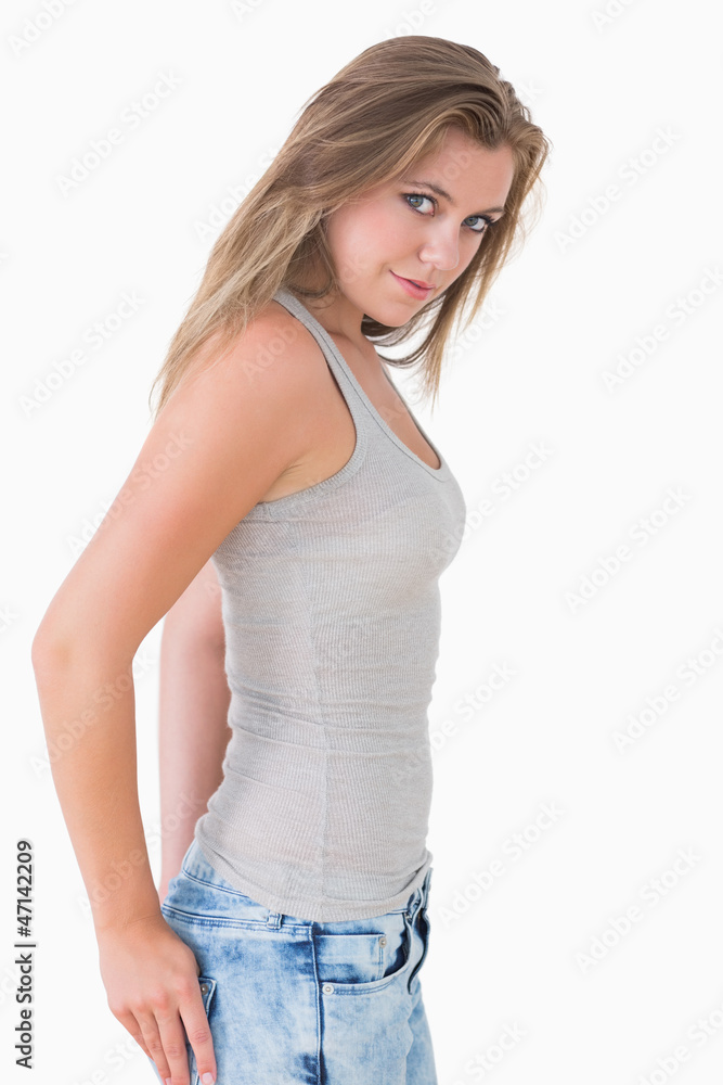 Woman smiling and looking natural Woman smiling and looking natural
