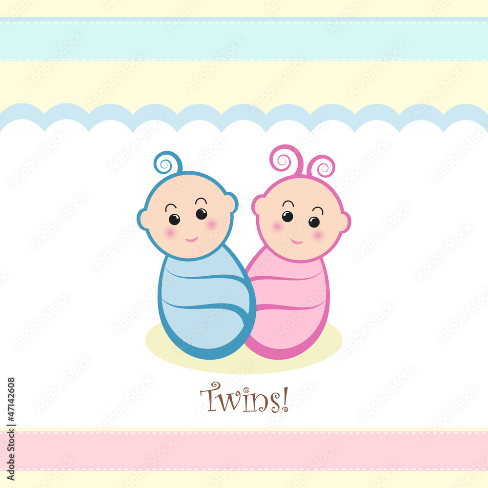 Baby Boy Girl Twins Vector De Stock Adobe Stock