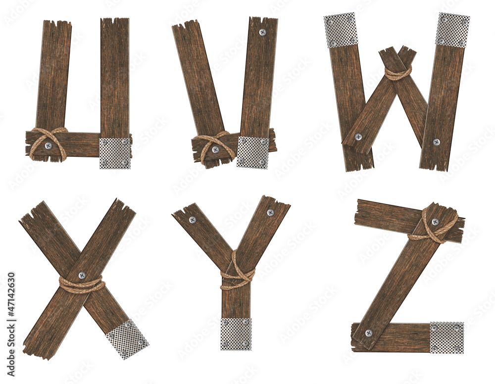 Old Grunge Wooden Alphabet 