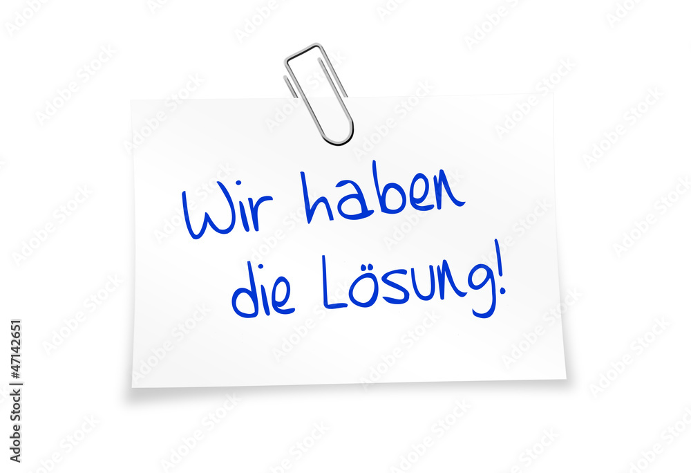 Merkzettel weiß mit Büroklammer - Wir haben die Lösung! Merkzettel weiß mit Büroklammer - Wir haben die Lösung!