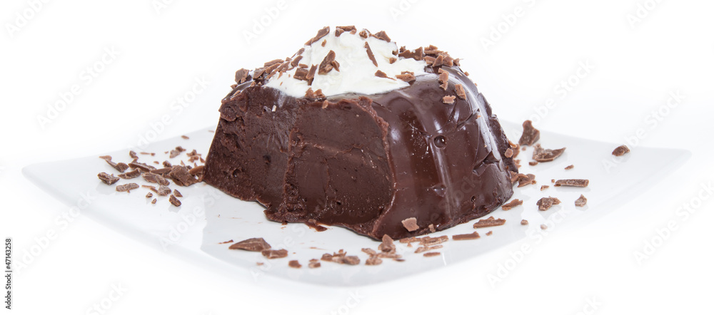 Portion of Chocolate Pudding on white