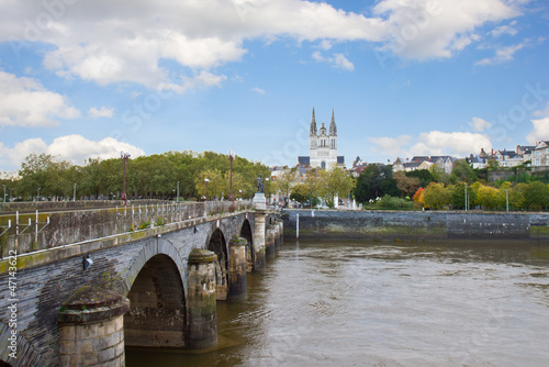 Canvas Print view of Angers  with  St Maurice, France