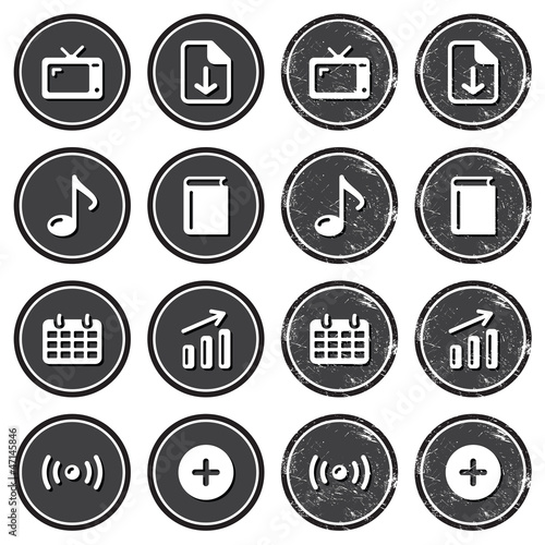 Website navigation icons on retro labels set